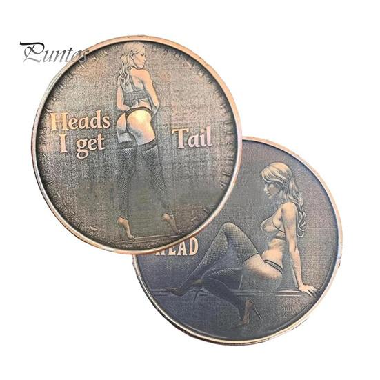 Adult Love Challenge Mynt Sexy Heads And Tails Mynt Dobbeltsidige voksen Mynt Hoder Jeg får hale og haler Jeg får Head Lucky Token Prank Gift for Men