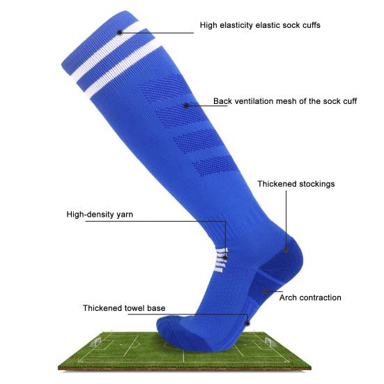Knee High Soccer Socks for Men Women Stretchy Compression High Tube Socks Striped Athletic Socks for Football Baseball Softball