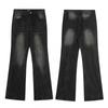 Mens Distressed Straight Fit Denim Jeans With Embroidery Mid-Rise Water Washed Cotton Blend Streetwear Casual Pants