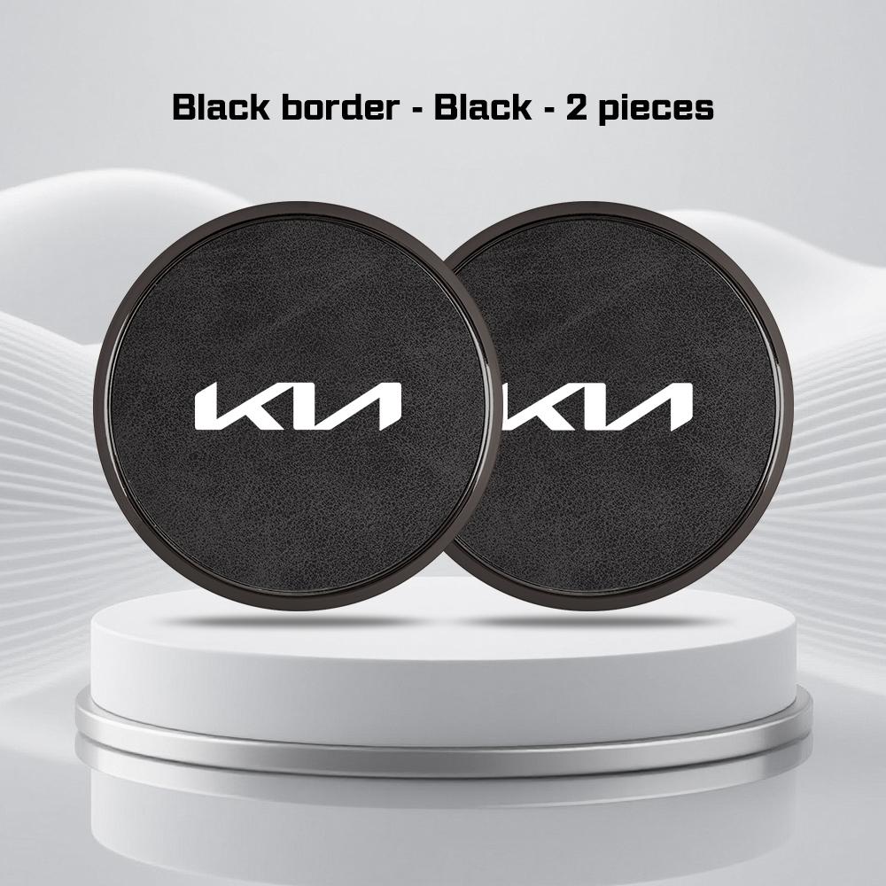 Car Leather Alloy Coaster For Kia GTLine RIO K2 K3 K4 K5 k8 Sportege Picanto Optima Soul Ceed Water Cup Holder Pad Non-slip Mat rnqt40