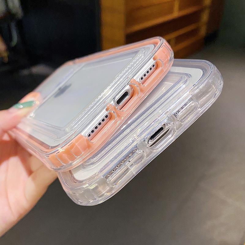 2 v 1 Priehľadné puzdro na telefón s priehradkou na karty, odolné voči nárazom, pre iPhone 13 11 12 Pro Max Xr Xs 14pro 12 13, mäkký priehľadný nárazník, zadný kryt