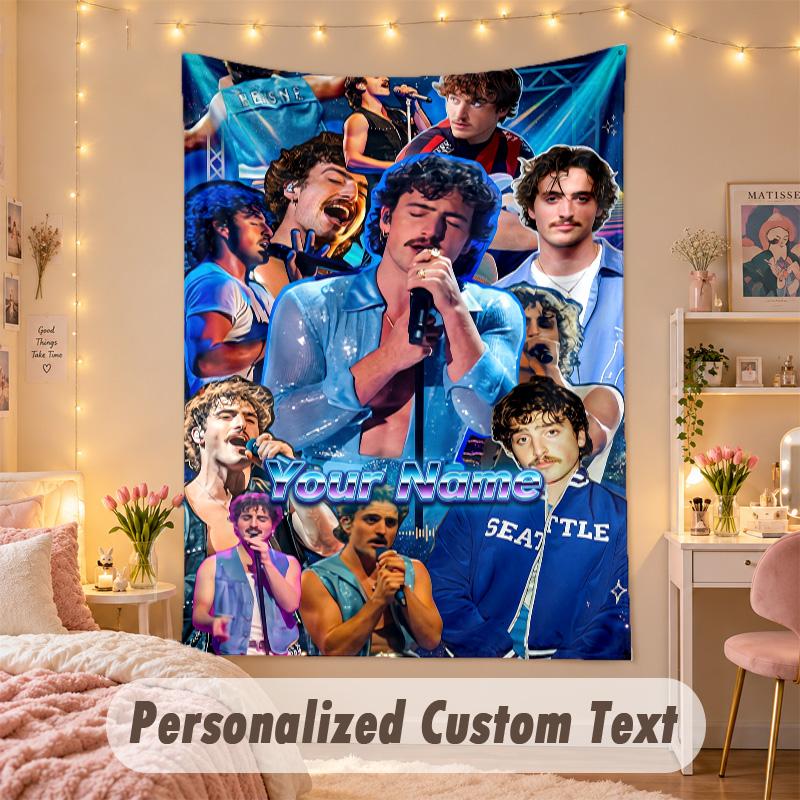 Custom Personalized Tapestry,Benson Boone Print Custom Name Text Wall Art Hanging for Bedroom