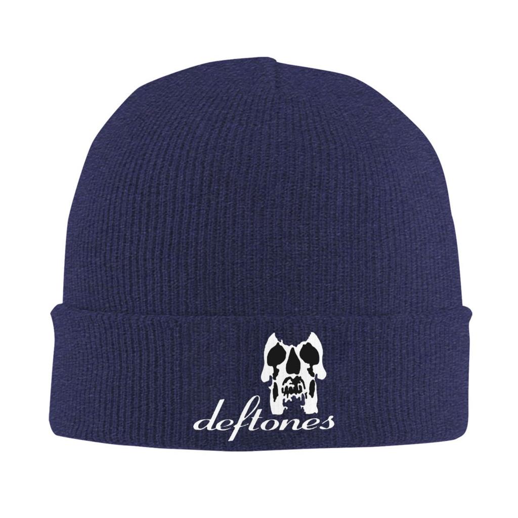 Cappello a Cuffia in Maglia Calda PP Teschio Deftone Bianco Ohms Intorno Berretto Invernale a Cuffia Skullies Berretti Hip Hop per Unisex