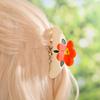 Colorful Acetic Acid Shark Clip Rhinestone Back Head Hair Grab Cute Sakura Barrettes  Girls