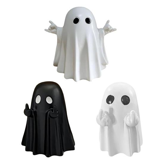 Halloween Ghost Figurine Cute Small Finger Ghost Statue Spooky Resin