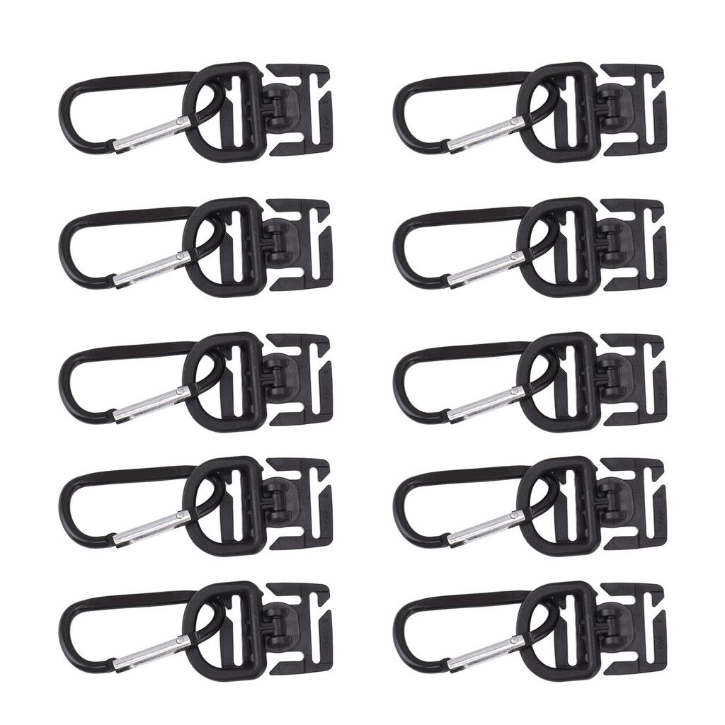 10PCS Lobster Clasp Trigger Clips PP Aluminum Alloy Tent Webbing Camping Lights Hanging D Shape Buckle Hook for Outdoor