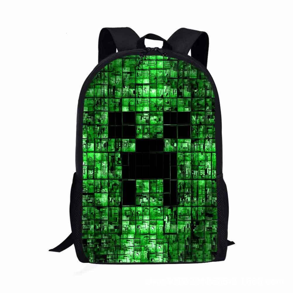 Square Man School Bag Cartoon Backpack Minecraft Backpack Game Printing Large Capacity