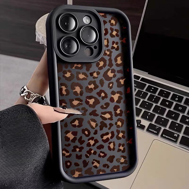 Cool Korean Leopard Print Phone Case For iPhone 17 Pro 16 15 14 13 12 11 Pro Max 7 8 Plus XS Shockproof Matte TPU Cover Cases