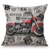 Classic Us Route 66 Vintage Motorcycle Poster Art Home Decorative Pillow Cover Retro American Style Cotton Linen Cushion Covers