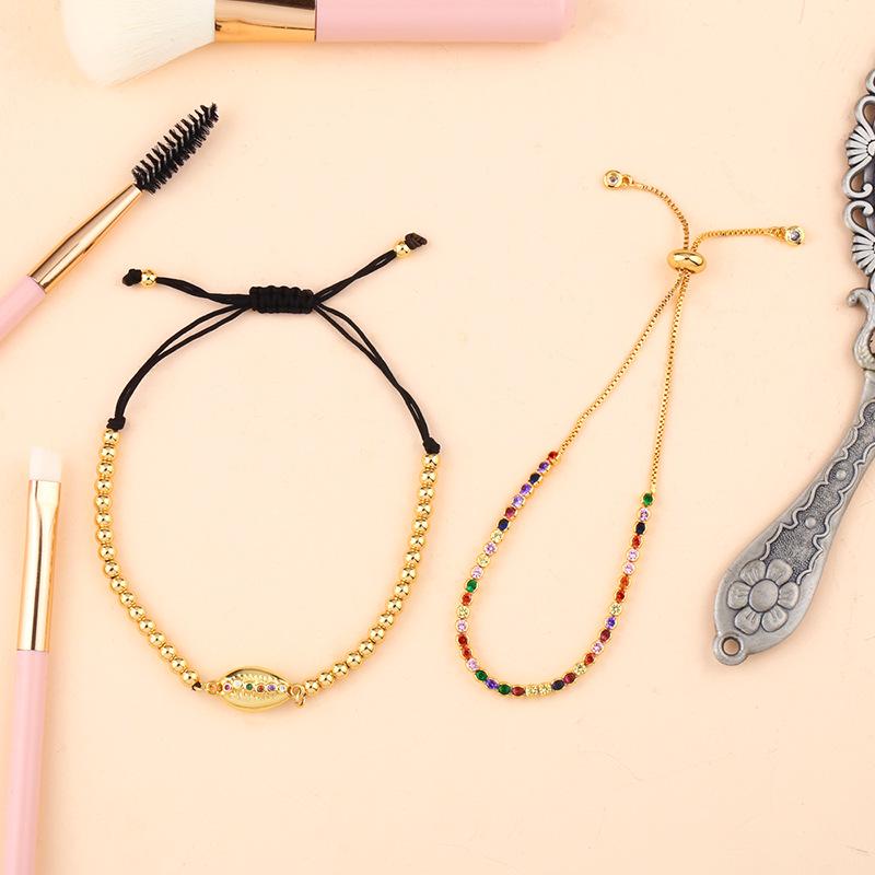 4Pcs Shell Bracelet 24K Gold Bracelet Fashion Zircon Female Bracelet