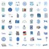 55 Blue Cartoon Stickers for Journals, Water Bottles, and Computers - Waterproof Stationery Decor