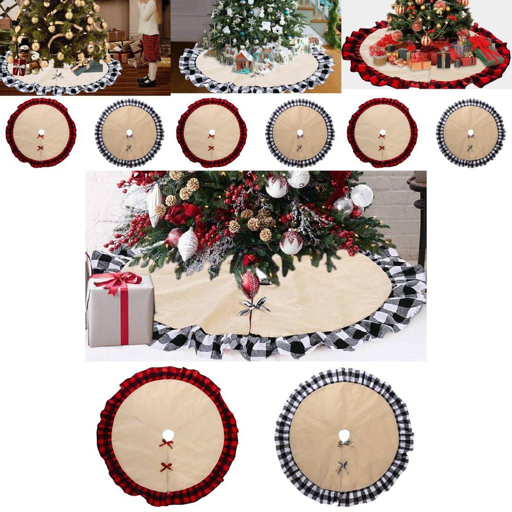 Stylish Christmas Tree Skirt With Creative Red And Black Checkered Design For Festive Decor