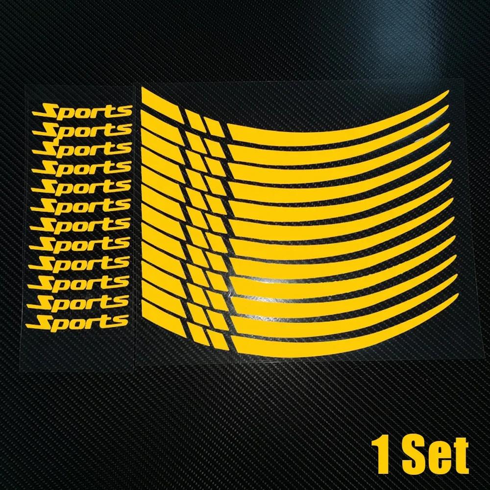 12pcs Car 18-21in Rim Protective Decal Tape Wheel Reflective Warning Strip Tire Sports Styling Decoration Sticker Accessories