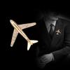 Airplane Brooch Gold Silver Tone Rhinestone Fashion Lapel Pin for Men Women Suit Jacket Blazer Clothing Accessories