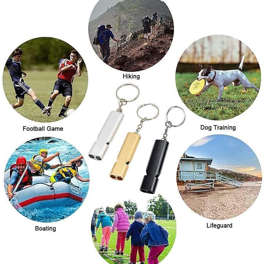 Emergency Double-Tube High-Frequency Outdoor Survival Whistle - Aluminum Alloy, Loud and Durable