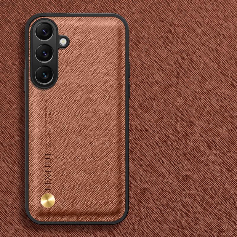 

Роскошный классический чехол из натуральной кожи с текстурой для Samsung Galaxy M35 M15 5G Fusion Ultra, легкий полный защитный чехол Samsung M15 5G коричневый