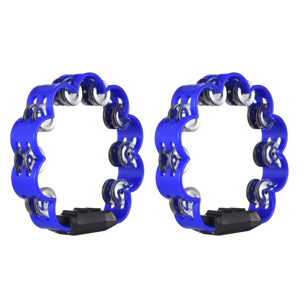 2PCS Non-Slip Grip Hand Cranked Tambourine ABS Double Row Tambourine Party Entertainment