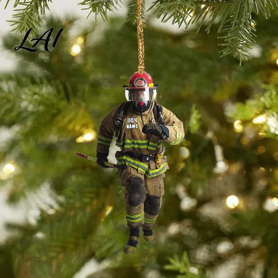 Rear View Mirror Accessories Christmas Tree Firefighter Ornament with Lanyard Widely Used