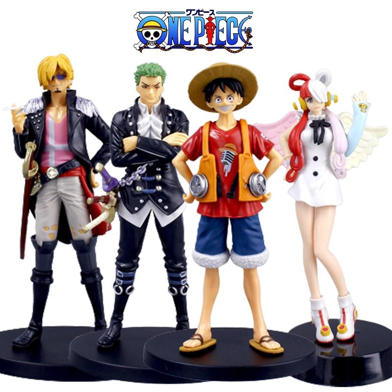 Colored Luffy Zoro Sanji Uta One Piece Film Red Figure Cake Topper Xmas Gifts
