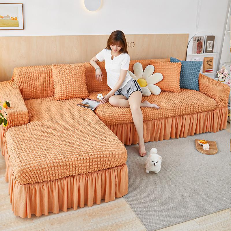 Seersucker-Sofabezug, Stretch-All-Inclusive-Universalset, neues Sofa-Hutkissen, Vier-Jahreszeiten-Universalkissen