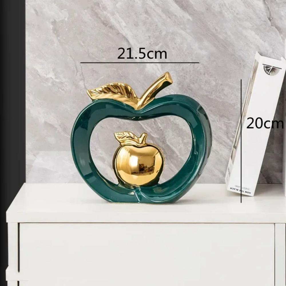 Simulated Apple Hollow Golden Ceramic Art Crafts Desktop Storage Ornaments Candy Jar Storage Box Golden Apple Home Furnishings