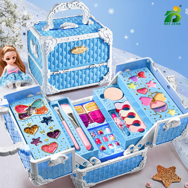 Children's Makeup Toy Non-toxic Simulation Cosmetics Suitcase Nail polish Lipstick Beauty Fashion Kit For 3 Year Girl Gifts Kids