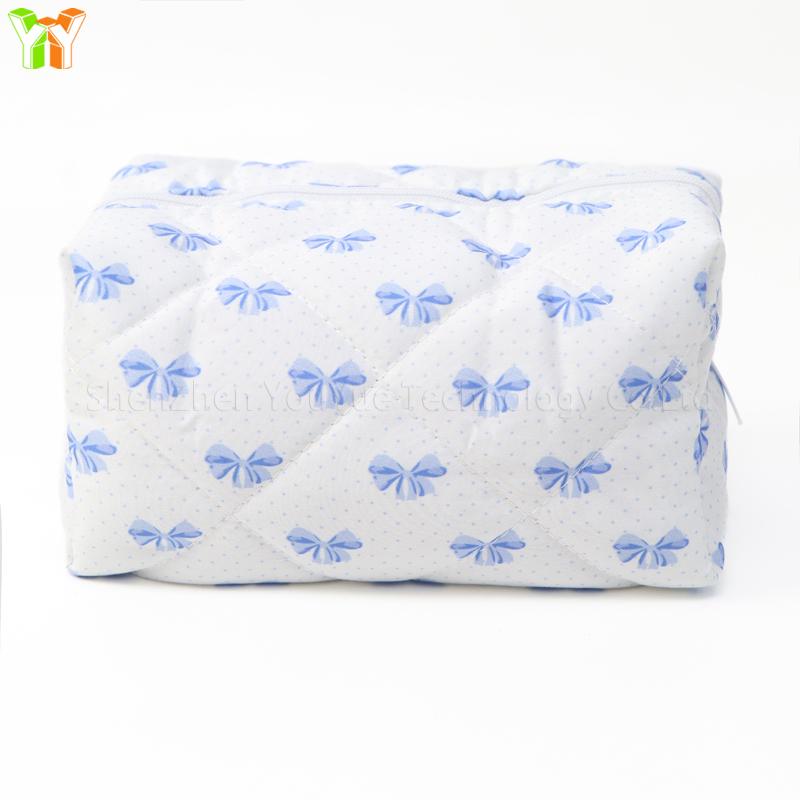 YY Handmade Cotton Makeup Bag for Women Aesthetic Girl for Toiletry Bag with Bow Detail National Style Handmade by Women