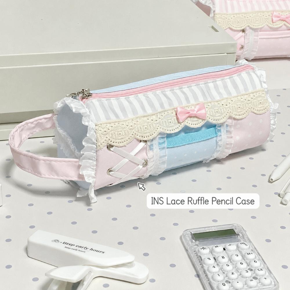 Multi-Layer Pencil Case Sweet Lace Ruffle Stationery Storage Bag INS Pencil Pouch Gift