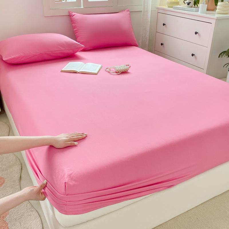90/120/150/180/200 Fitted Bed Sheet With Elastic Band Solid Color Mattress Covers Protector Single Double King Beds Linen Becover