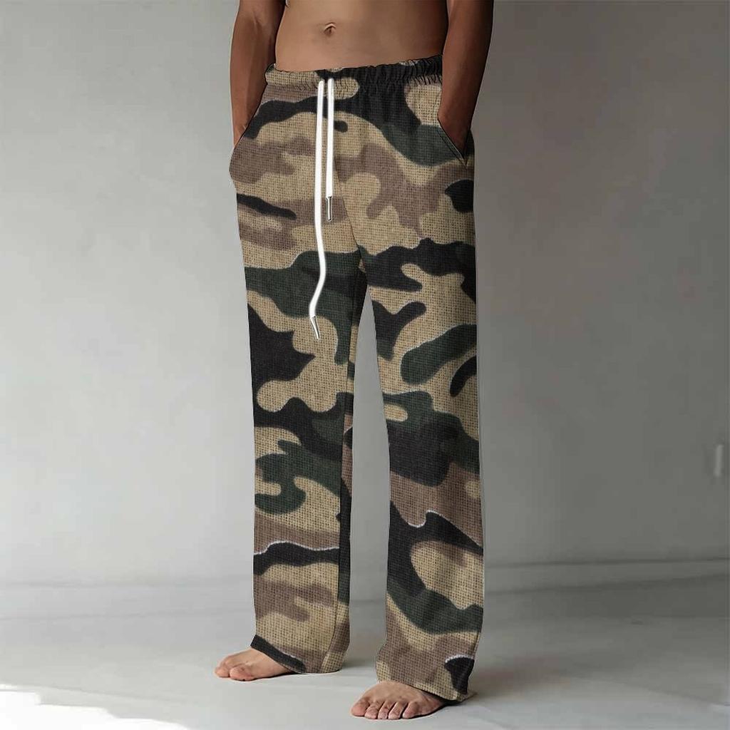 Herren Lockere Lässige Einfarbige Hose Camouflage Muster Gerade Hose
