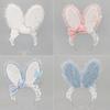 Plush Sweet Rabbit Ears Headband With Elegant Lace And Bowknot Detachable For Cosplay Party And Daily Wear