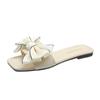 Fashion Ladies Shoes 2024 High Quality Plus Size Women's Slippers Fashion Butterfly-knot New Peep Toe Square Toe Flat Slippers Zapatos
