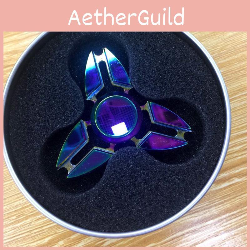 Luxurious Rainbow Alloy Fidget Hand Spinner For Stress Relief And Focus Enhancement