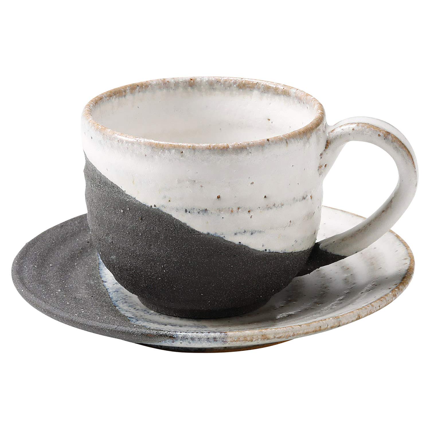 

Shigaraki ware Hechimon cup and saucer, round, for separate use