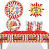 Circus Theme Birthday Party Supplies: Disposable Plates, Cups, Napkins, Tablecloth, Hanging Swirls