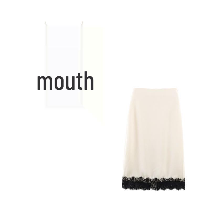 European and American Silk Satin Lace Top and Skirt - Autumn Collection