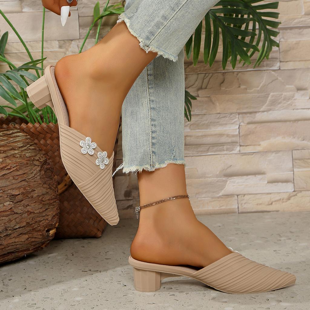 Casual Half Slippers, Women's Summer Fashion, Adult Pointed Coarse Heel, Cool Slippers, Cool Drags