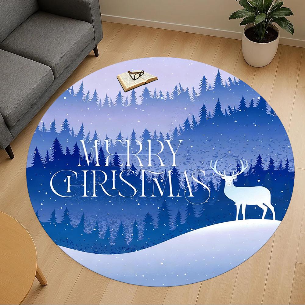 

1pc Merry Christmas Deer Round Chair mat office Area Rug - Non-Slip, Floor Mat for Office, Bedroom, Ideal home decor gift c0112027 80cm