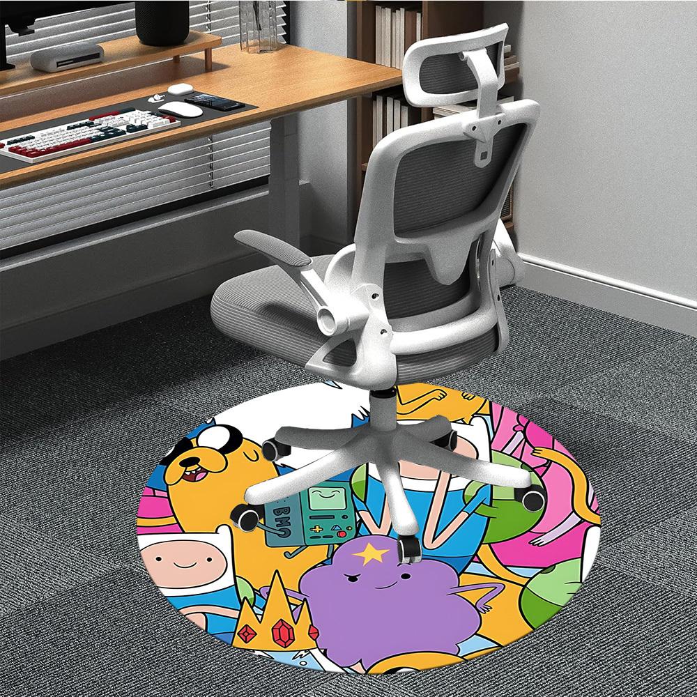 

1pc Adventure Time Chair Carpet for Office Non-Slip, Soft & Comfortable, Carpet for Office, Gaming, Lightweight Round Floor Mat yy251021009 80cm by 80cm