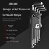 GREENER Flat & Ball End Hex Key Wrench Set