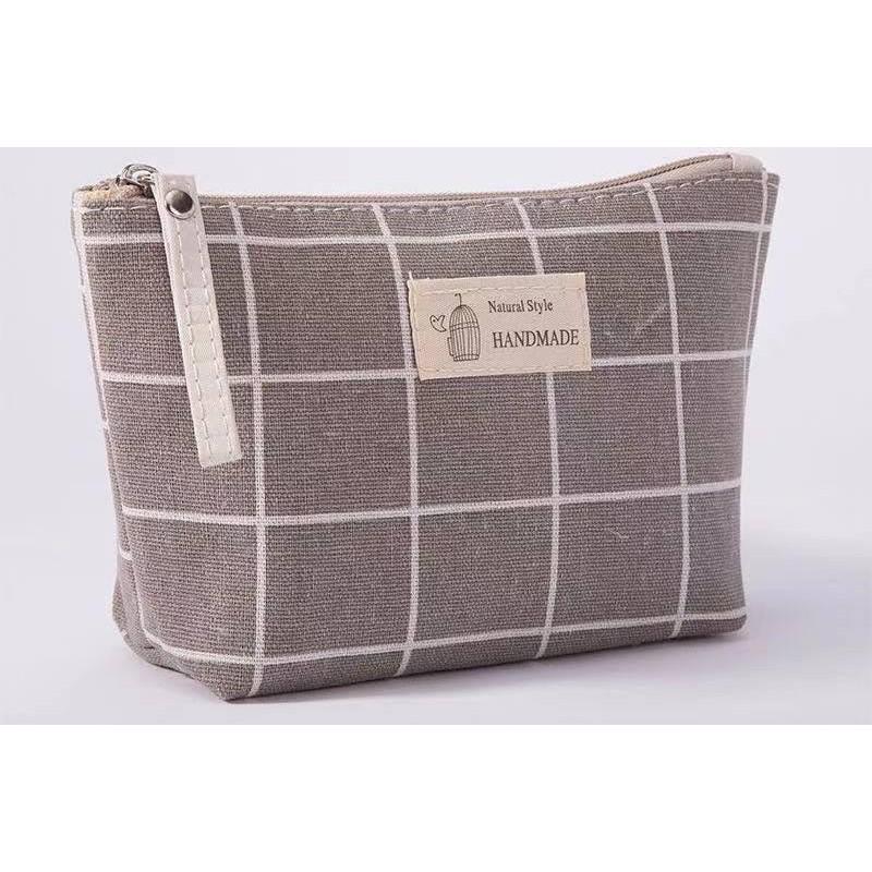 Large Capacity Canvas Wash Bag Fabric Zipper Coin Purse Convenient Travel Storage Bag