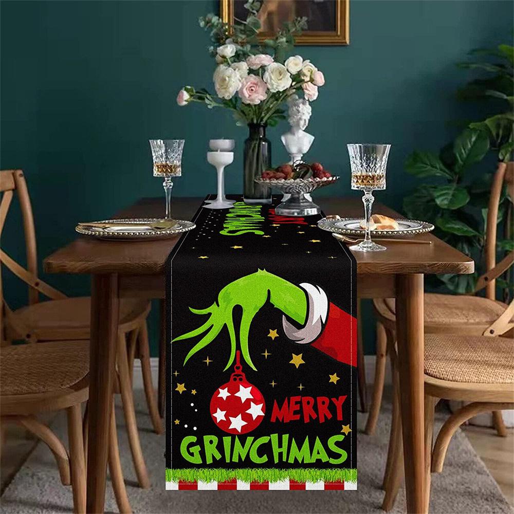 Grinch Christmas Table Runner Merry Xmas Duk julepynt