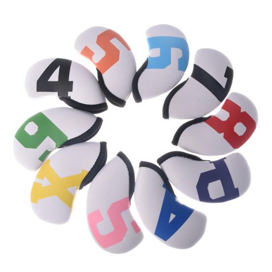 10Pcs Golf Iron Club Cover Sets  Waterproof Neoprene Golf Club Headcover D