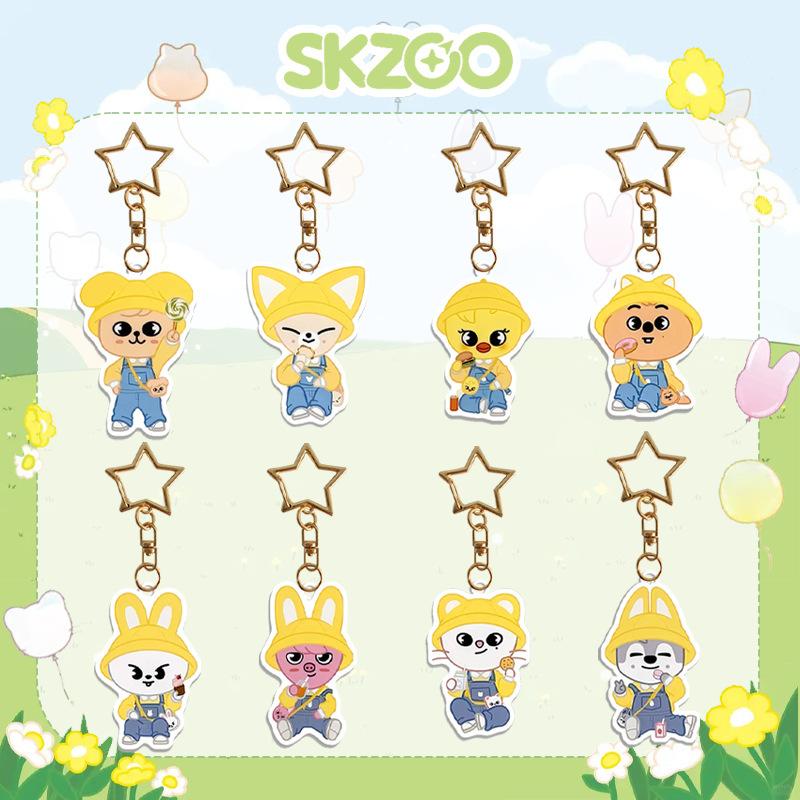 Stray Kids SKZOO Kindergarten Acrylic Keychain, Cute Cartoon Star Clasp Bag Pendant, Kpop Fan Collection Gift For Stay