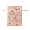 10pcs10x14 13x18 Cm Hot Stamping Printed Gift Christmas Wrapping Bags Drawstring Cotton Linen Bags Wedding Party Decoration