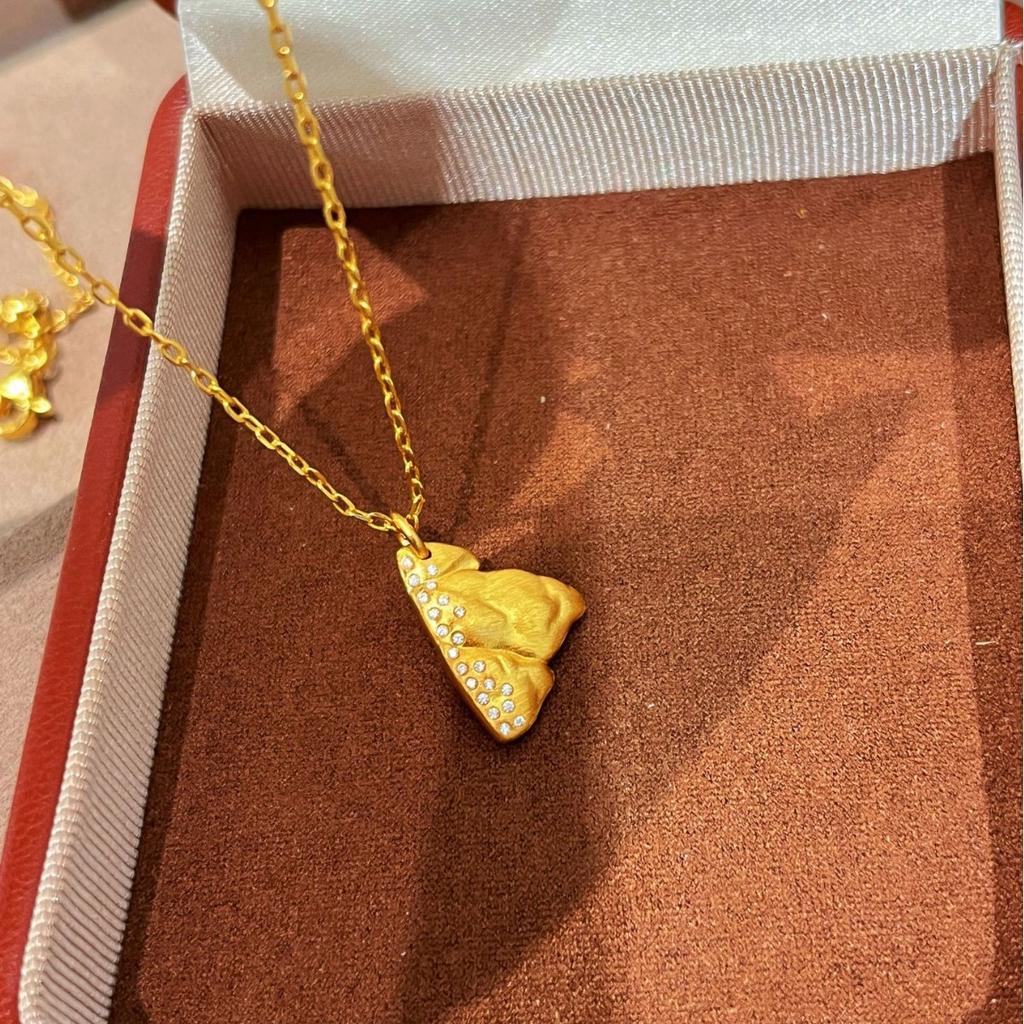 Guofeng Samt Jinshan Punkt Diamant Halskette Berggipfel Anhänger Damen Premium Gefühl Schlüsselbein Kette