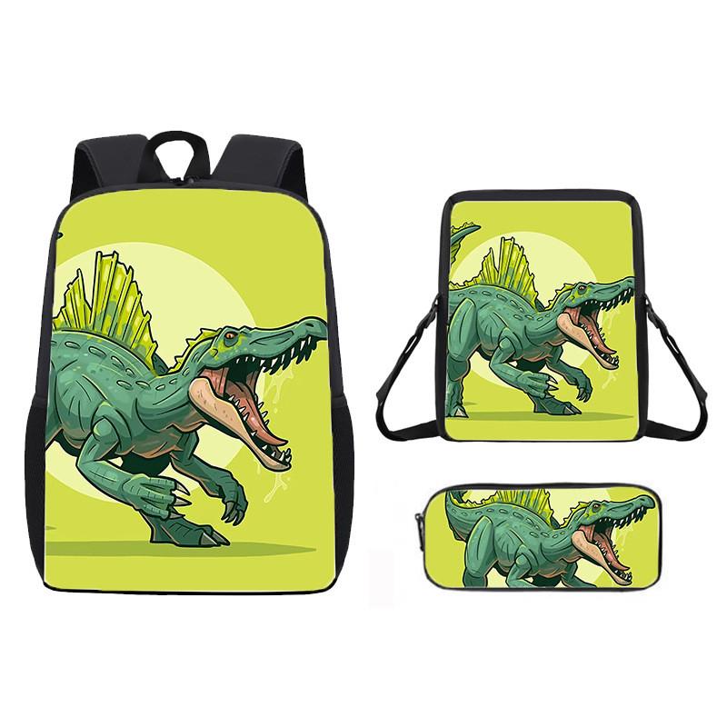Dinosaur Print Animal Children School Backpack With Durable Material Oxford
