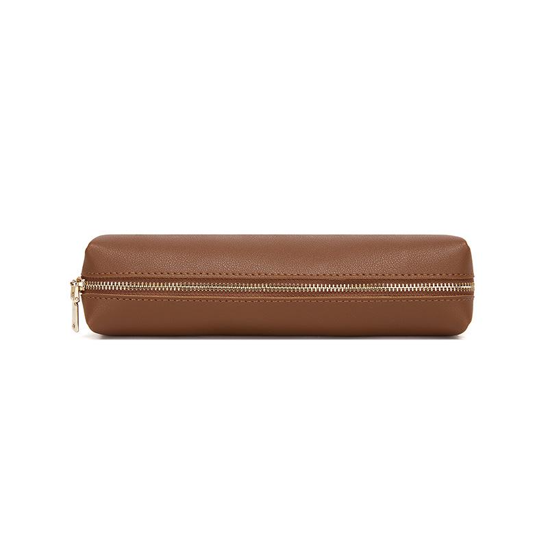 Korean Style Retro Unisex PU Leather Pencil Case for Students