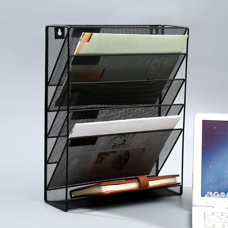 Wall Hanging File Holder Document Organiser 6 Tiered Mesh Wall Mounted Document Holder Magazine Storage Rack In Tray