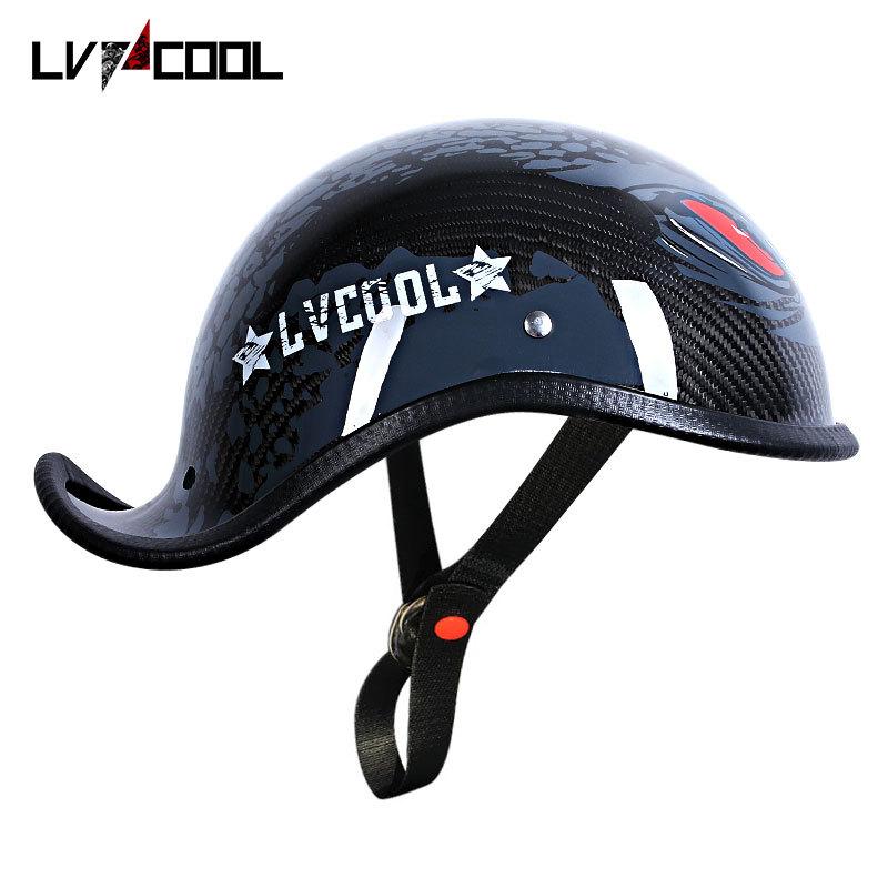 Motorcycle Carbon Fiber Helmet Male Harley Ladle Helmet Female Retro Motorcycle Half Helmet Electric Car Half Helmet Half Cover